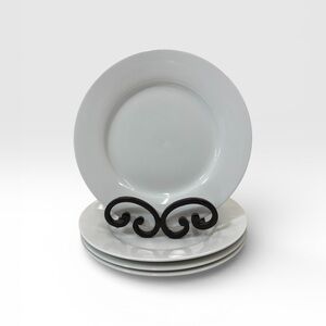 Crate and Barrel Classic White Porcelain 8" Salad Plate Set of 4 EUC